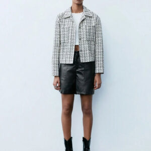 Kumikla Classic Plaid Twist Jacket For Women Loose Fit Long Sleeve