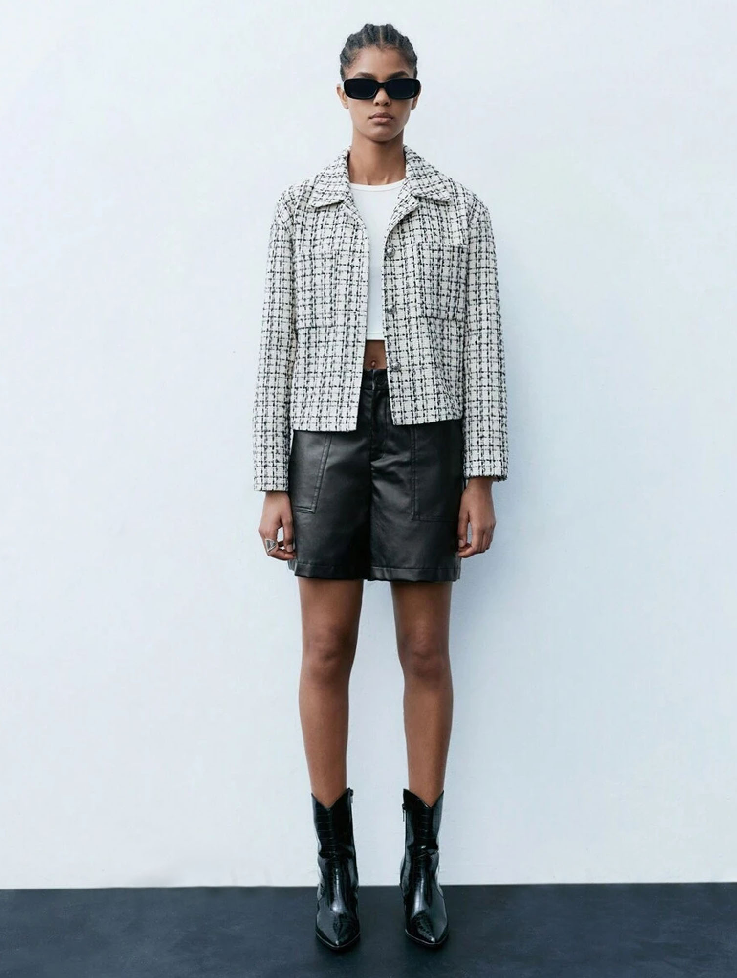 Kumikla Classic Plaid Twist Jacket For Women Loose Fit Long Sleeve
